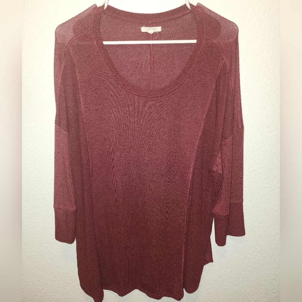 Maurices maroon 3/4 sleeve shirt, size 2